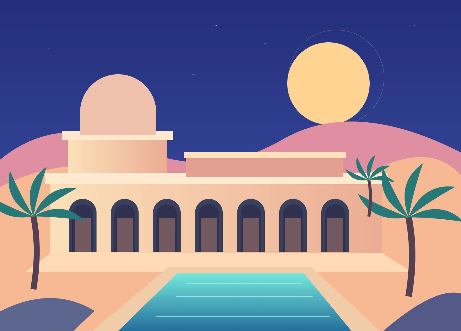 Illustrated Abu Dhabi resort setting